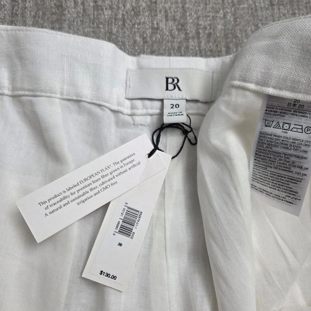 Banana Republic NWT Womens White European Flax Linen Wide Leg Pants Size 20